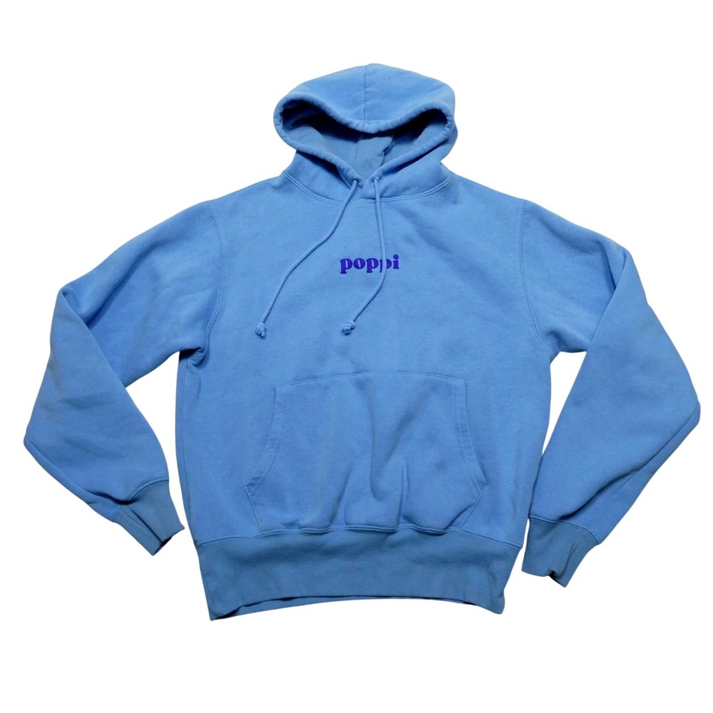 Poppi Hoodie Mens M Blue Fleece Hooded Sweatshirt Future Served Fresh Graphic